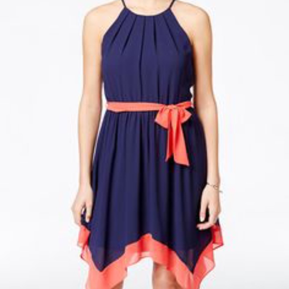 Macy's Navy and Coral Dress - Picture 1 of 3